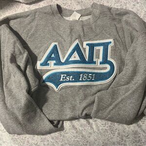 Gray ADPi Alpha Delta Pi Sweatshirt with Blue Logo
